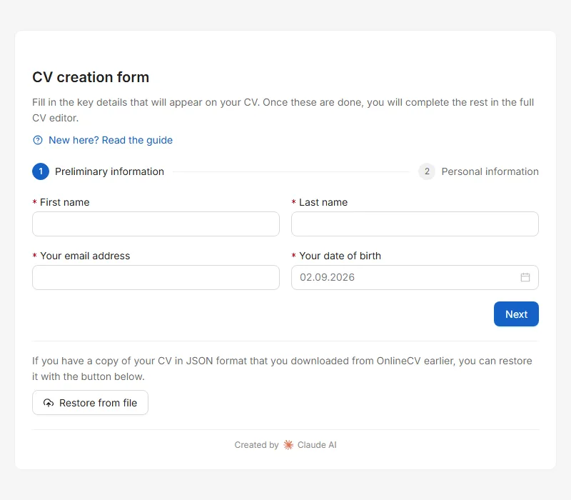 The first screen. Nothing you type here is sent anywhere — it goes straight into your own browser.
