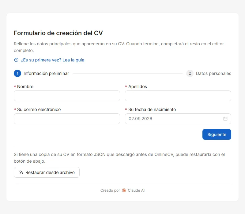 La primera pantalla. Nada de lo que escribe aquí se envía a ningún sitio: va directamente a su propio navegador.